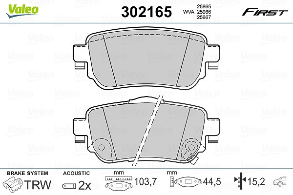 Valeo Bremsbelagsatz, Scheibenbremse [Hersteller-Nr. 302165] für Nissan, Renault
