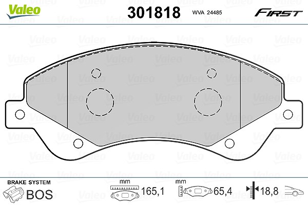 Valeo Bremsbelagsatz, Scheibenbremse [Hersteller-Nr. 301818] für Ford