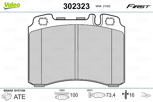 Valeo Bremsbelagsatz, Scheibenbremse [Hersteller-Nr. 302323] für Mercedes-Benz