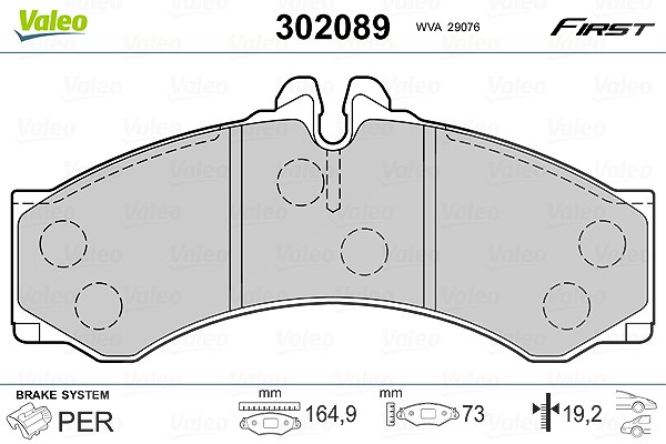 Valeo Bremsbelagsatz, Scheibenbremse [Hersteller-Nr. 302089] für VW, Mercedes-Benz