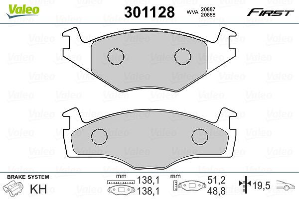 Valeo Bremsbelagsatz, Scheibenbremse [Hersteller-Nr. 301128] für Seat, Audi, VW
