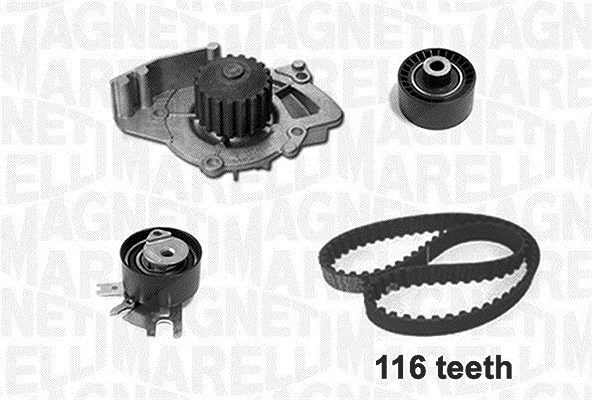 Magneti Marelli Wasserpumpe + Zahnriemensatz [Hersteller-Nr. 341401690001] für Lancia, Fiat, Peugeot, Citroën, Ford