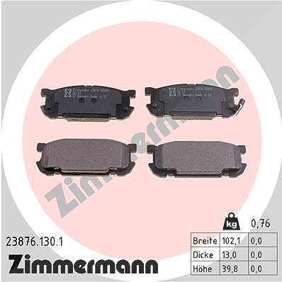 Zimmermann Bremsbelagsatz, Scheibenbremse [Hersteller-Nr. 23876.130.1] für Mazda