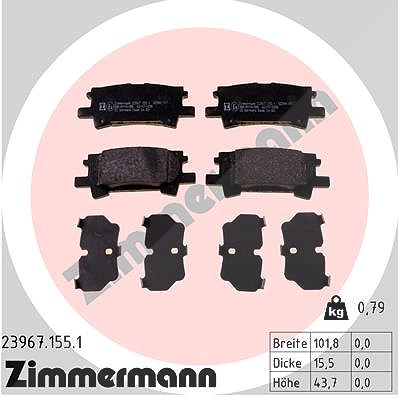 Zimmermann Bremsbelagsatz, Scheibenbremse [Hersteller-Nr. 23967.155.1] für Lexus