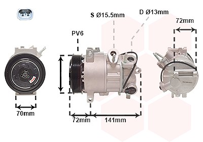 Van Wezel Kompressor, Klimaanlage [Hersteller-Nr. 2101K001] für Dodge, Jeep