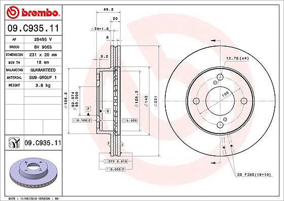 Brembo Bremsscheibe [Hersteller-Nr. 09.C935.11] für Suzuki