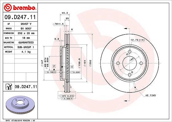 Brembo Bremsscheibe Vorderachse belüftet [Hersteller-Nr. 09.D247.11] für Suzuki