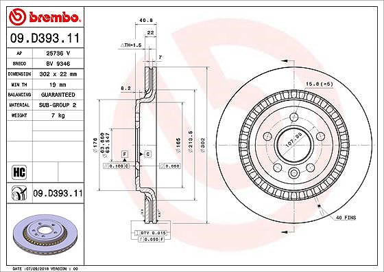 Brembo Bremsscheibe [Hersteller-Nr. 09.D393.11] für Volvo