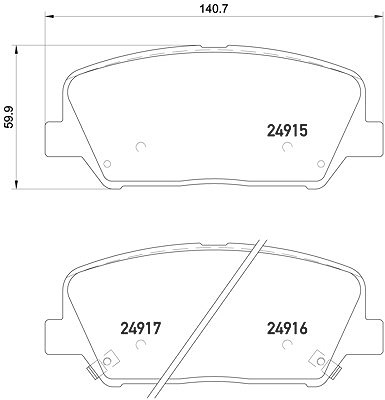 Brembo Bremsbelagsatz Vorderachse [Hersteller-Nr. P30065] für Hyundai, Kia