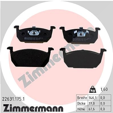 Zimmermann Bremsbeläge vorne (Satz) [Hersteller-Nr. 22631.175.1] für Skoda, Audi, Seat, VW