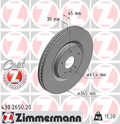 Zimmermann Bremsscheibe [Hersteller-Nr. 430.2650.20] für Opel, Vauxhall