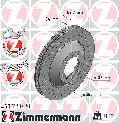 Zimmermann 1x Bremsscheibe Vorderachse Links [Hersteller-Nr. 460.1550.70] für Porsche