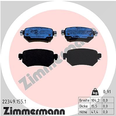 Zimmermann Bremsbelagsatz, Scheibenbremse hinten [Hersteller-Nr. 22349.155.1] für Mazda
