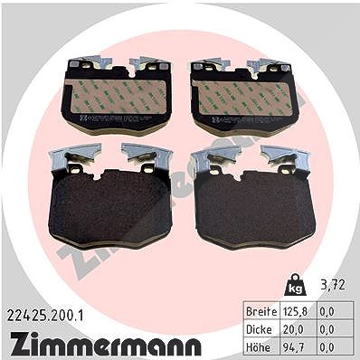 ZIMMERMANN Bremsbelagsatz, Scheibenbremse Vorderachse 22425.200.1 für BMW TOYOTA - Bild 3