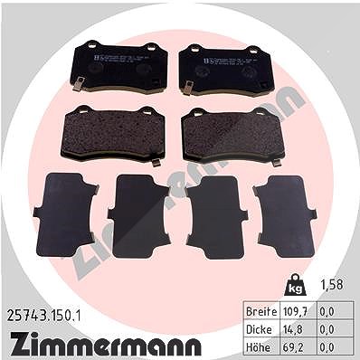 Zimmermann Bremsbelagsatz, Scheibenbremse [Hersteller-Nr. 25743.150.1] für Tesla, Jeep, Hyundai