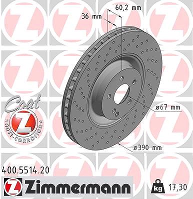 Zimmermann Bremsscheibe [Hersteller-Nr. 400.5514.20] für Mercedes-Benz