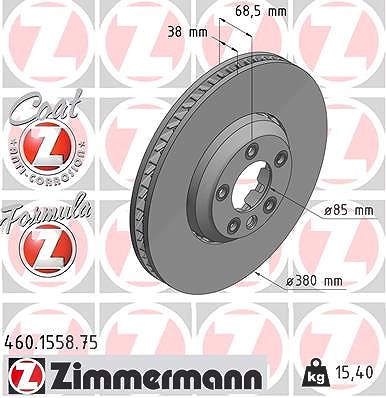 Zimmermann 1x Bremsscheibe Vorderachse Rechts [Hersteller-Nr. 460.1558.75] für Porsche