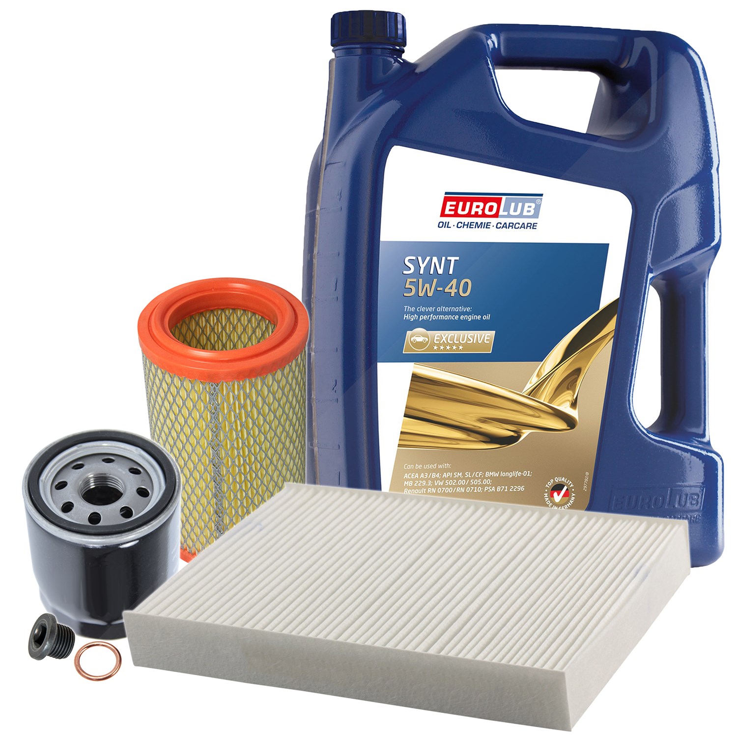 Bestprice Inspektionspaket Filtersatz SET A + 5l ÖL [Hersteller-Nr. 10493654] für Renault