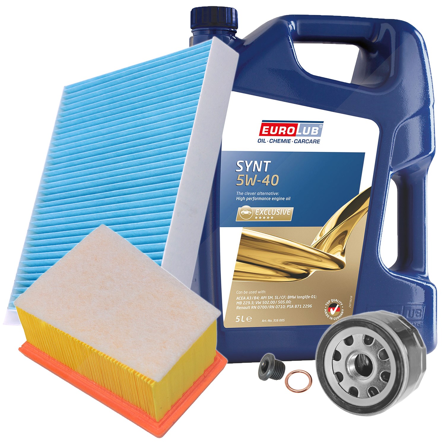 Bestprice Inspektionspaket Filtersatz SET A + 5l ÖL [Hersteller-Nr. 10493659] für Renault