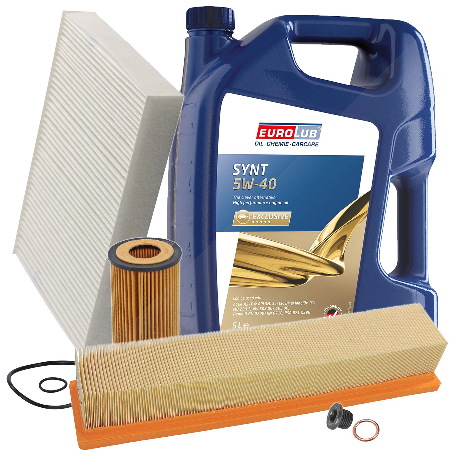 Bestprice Inspektionspaket Filtersatz SET A + 5l ÖL [Hersteller-Nr. 10493662] für Renault