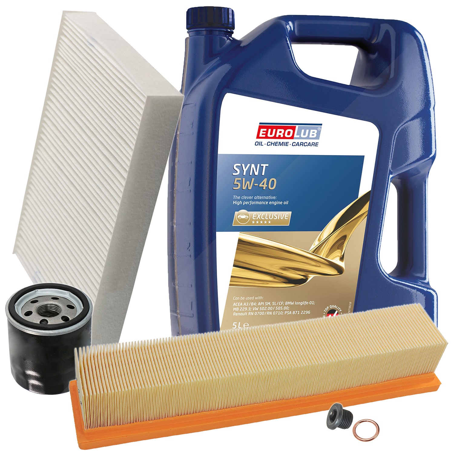 Bestprice Inspektionspaket Filtersatz SET A + 5l ÖL [Hersteller-Nr. 10493664] für Nissan, Renault