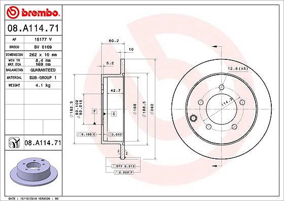 Brembo Bremsscheibe [Hersteller-Nr. 08.A114.71] für Mitsubishi