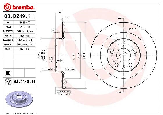 Brembo Bremsscheibe [Hersteller-Nr. 08.D249.11] für Volvo