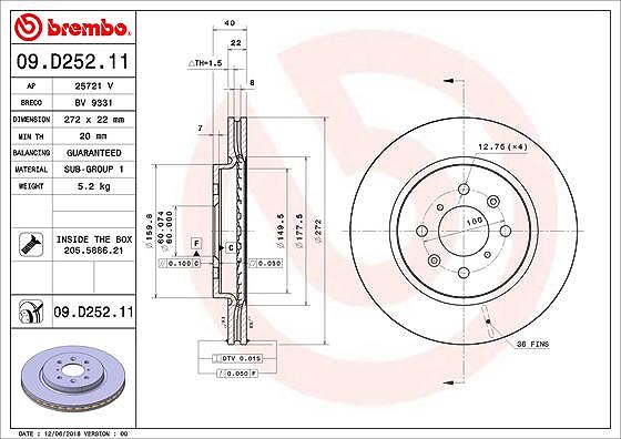 Brembo Bremsscheibe [Hersteller-Nr. 09.D252.11] für Suzuki