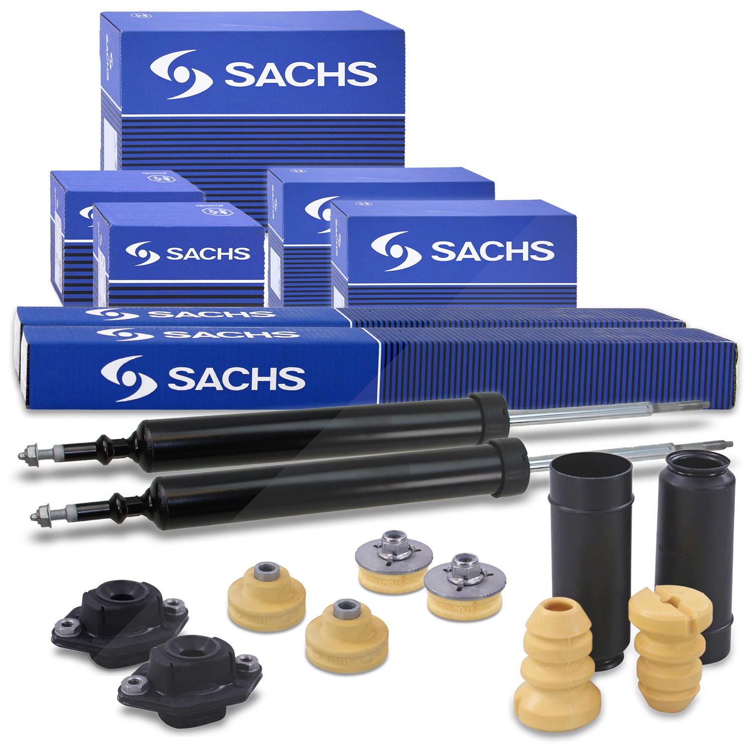 Sachs 2x Stoßdämpfer hinten mit Domlager und Staubschutz [Hersteller-Nr. 31407082] für BMW
