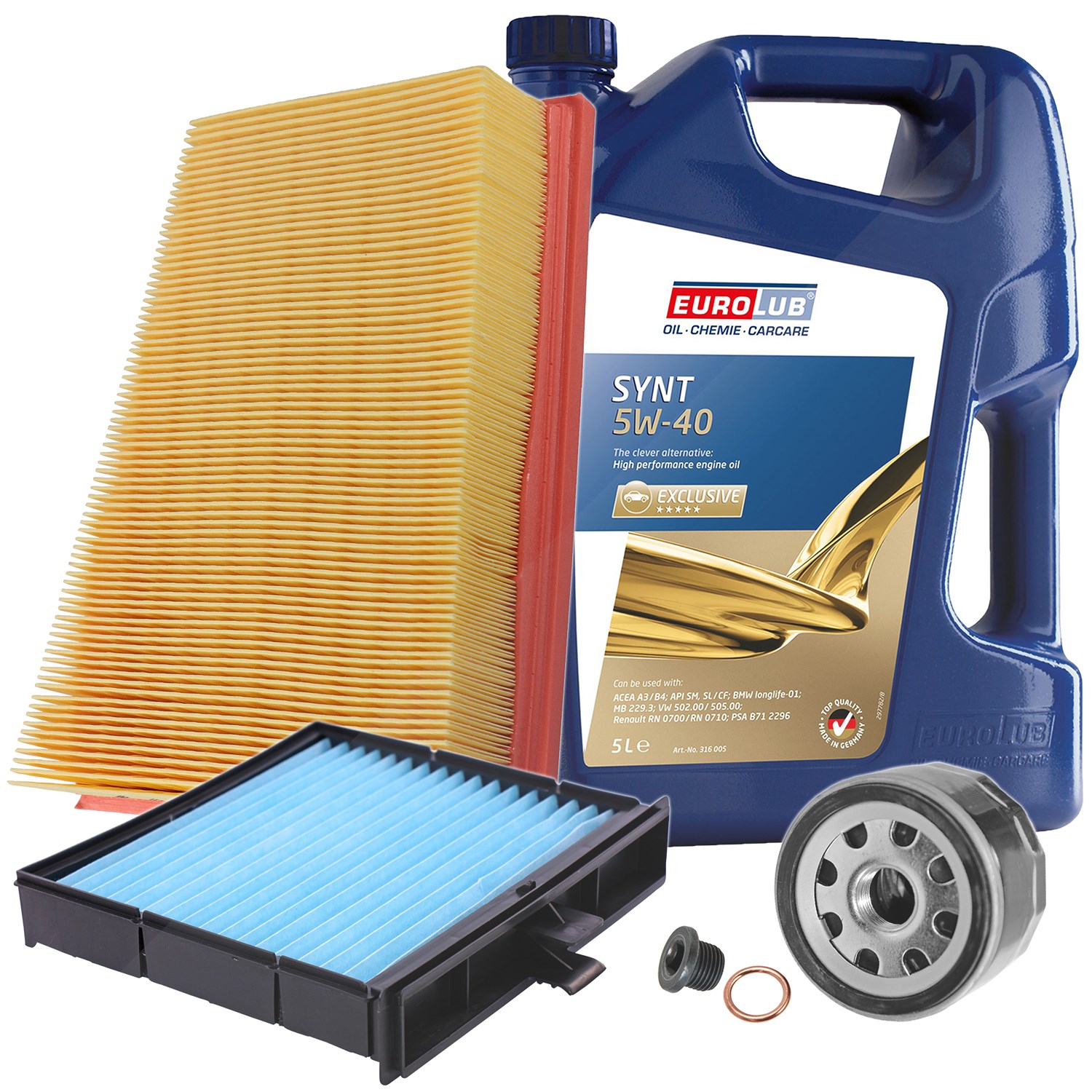 Bestprice Inspektionspaket Filtersatz SET A + 5l ÖL [Hersteller-Nr. 10493690] für Renault