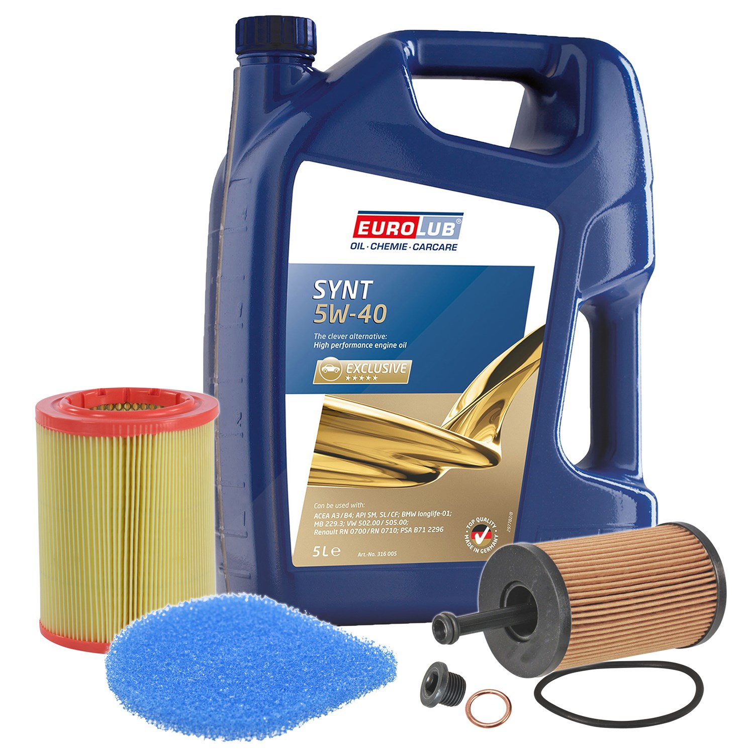 Bestprice Inspektionspaket Filtersatz SET A + 5l ÖL [Hersteller-Nr. 10493694] für Peugeot, Citroën