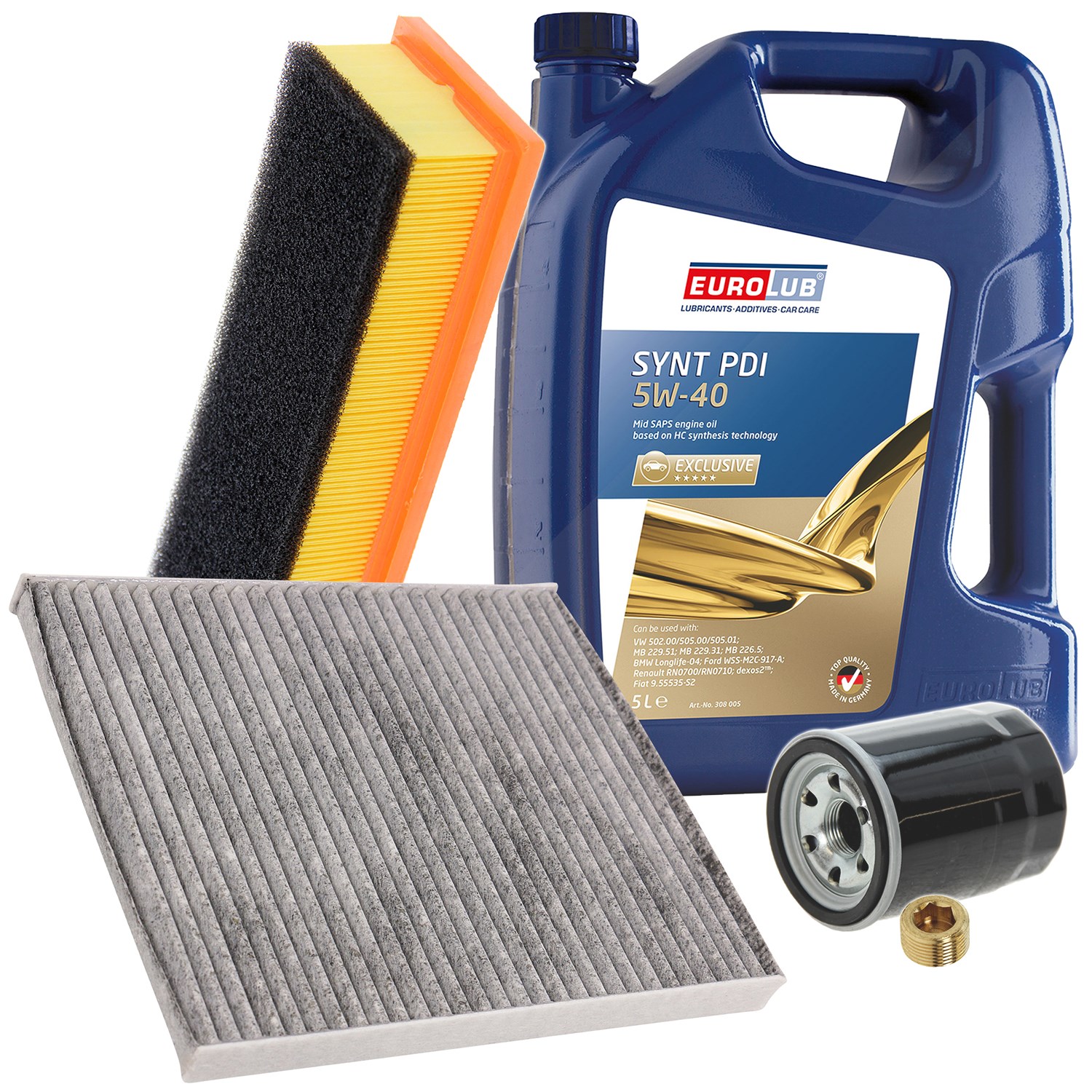 Bestprice Inspektionspaket Filtersatz SET A + 5l ÖL [Hersteller-Nr. 10493707] für Ford, Fiat