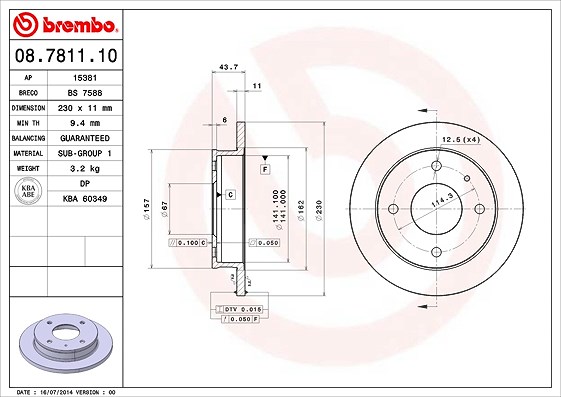 Brembo Bremsscheibe [Hersteller-Nr. 08.7811.10] für Hyundai