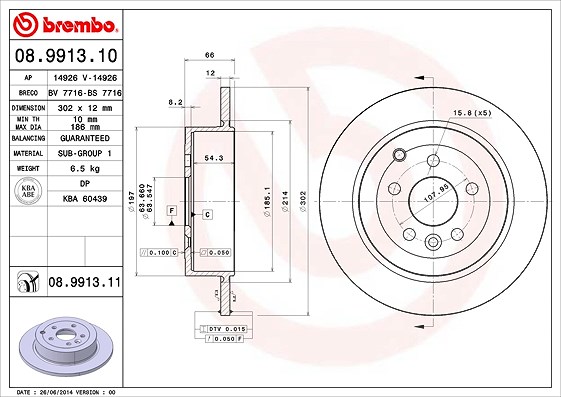 Brembo Bremsscheibe [Hersteller-Nr. 08.9913.11] für Land Rover