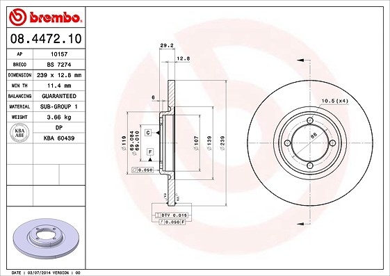 Brembo Bremsscheibe [Hersteller-Nr. 08.4472.10] für Volvo
