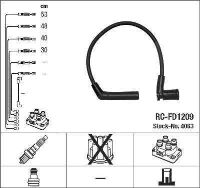 Ngk Zündleitungssatz [Hersteller-Nr. 4063] für Ford