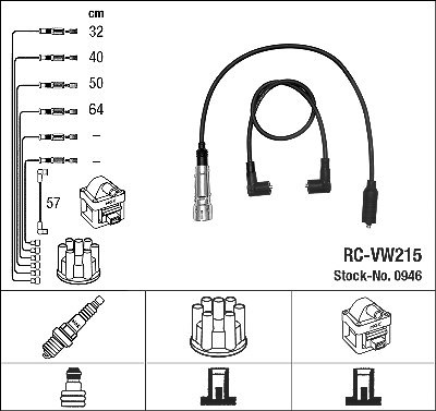 Ngk Zündleitungssatz [Hersteller-Nr. 0946] für VW, Seat