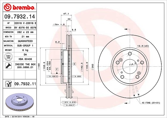 Brembo Bremsscheibe [Hersteller-Nr. 09.7932.11] für Honda