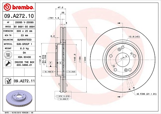 Brembo Bremsscheibe [Hersteller-Nr. 09.A272.11] für Honda