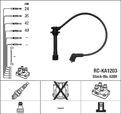 Ngk Zündleitungssatz [Hersteller-Nr. 6209] für Kia