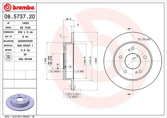 Brembo Bremsscheibe [Hersteller-Nr. 08.5737.20] für Nissan