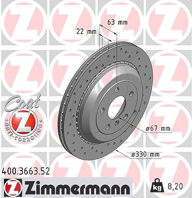 Zimmermann Bremsscheibe [Hersteller-Nr. 400.3663.52] für Mercedes-Benz