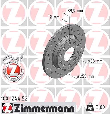 Zimmermann Bremsscheibe [Hersteller-Nr. 100.1244.52] für Seat, Audi