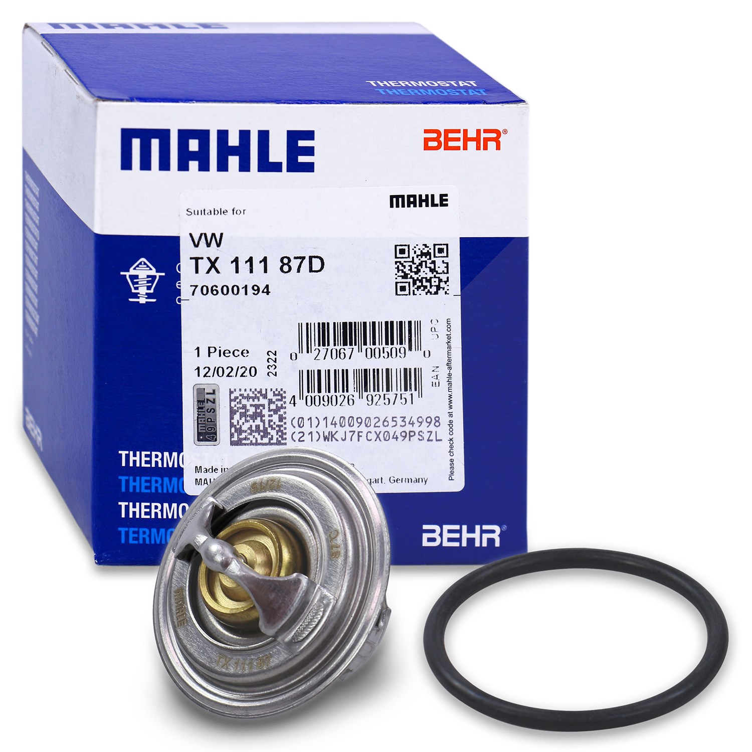 Mahle Thermostat, Kühlmittel [Hersteller-Nr. TX11187D] für Mitsubishi, Seat, Chrysler, VW, Skoda, Audi, Jeep, Dodge