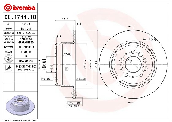 Brembo Bremsscheibe [Hersteller-Nr. 08.1744.10] für Volvo