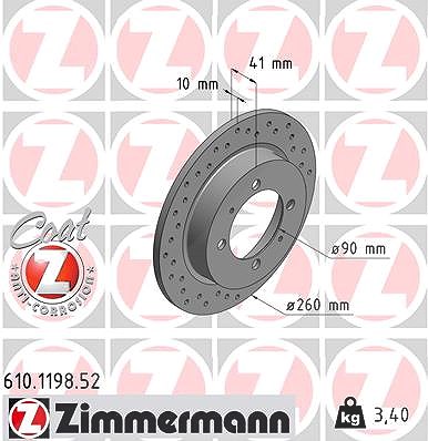 Zimmermann Bremsscheibe [Hersteller-Nr. 610.1198.52] für Mitsubishi, Volvo