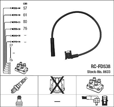 Ngk Zündleitungssatz [Hersteller-Nr. 0633] für Ford