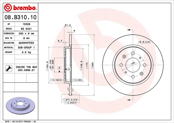 Brembo Bremsscheibe [Hersteller-Nr. 08.B310.10] für Honda