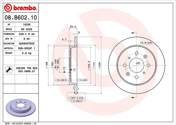 Brembo Bremsscheibe [Hersteller-Nr. 08.B602.10] für Honda