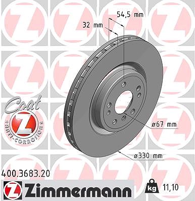 Zimmermann 1x Bremsscheibe [Hersteller-Nr. 400.3683.20] für Mercedes-Benz
